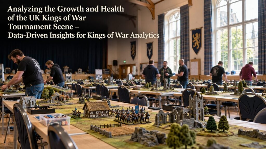 A community gaming hall is prepared with tables and terrain for an event.